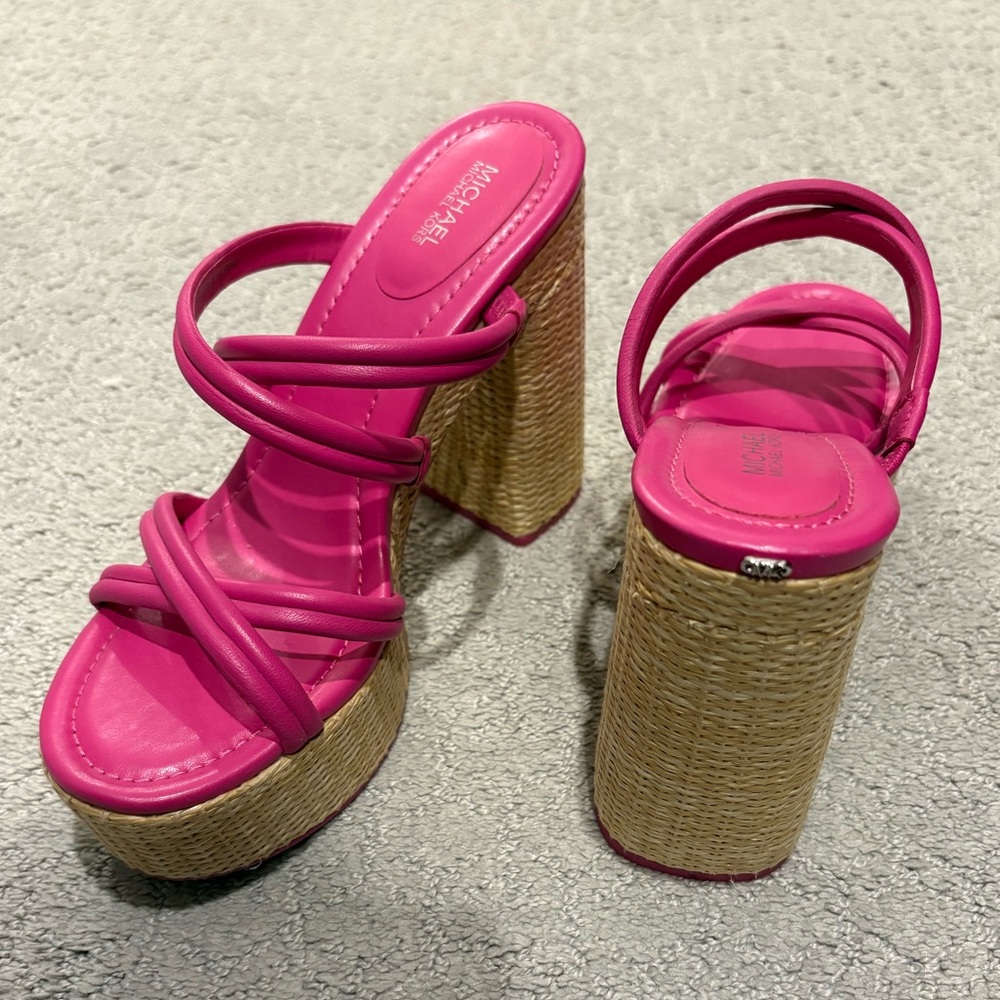 MICHAEL Michael Kors Fuchsia and Tan Platform Sandals